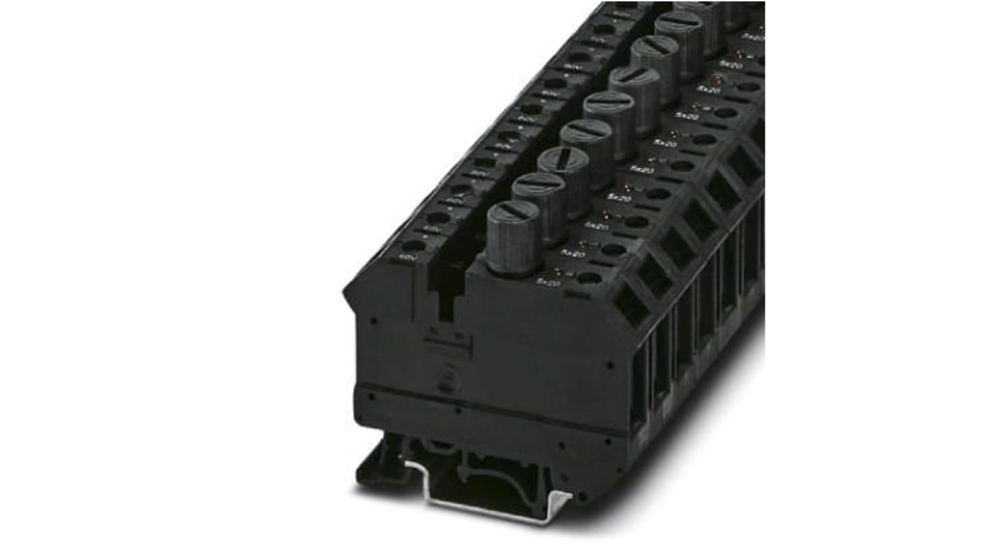 Phoenix Contact UK 10-DREHSILED 60 (5X20) Series Black Fused DIN Rail Terminal, 1-Level, Screw Termination, Fused