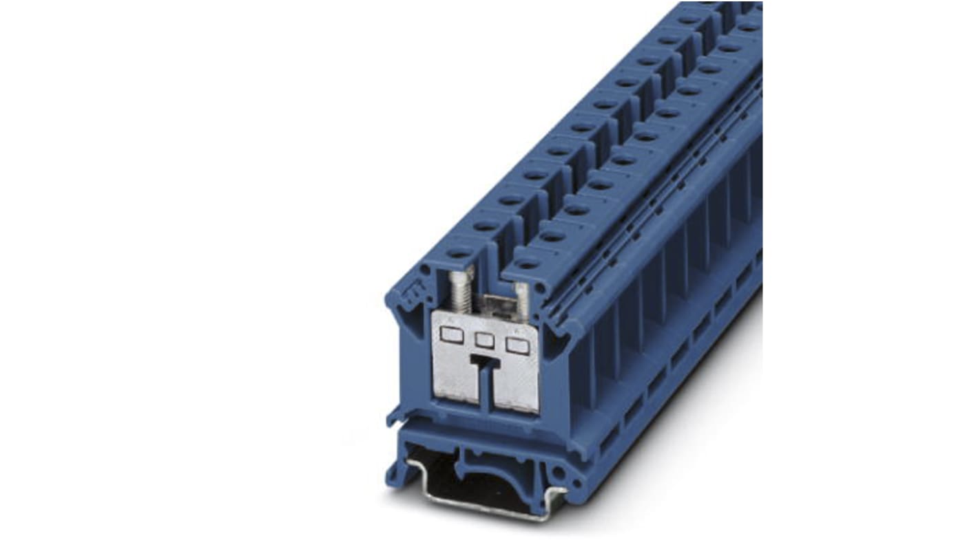 Phoenix Contact UIK 16 BU Series Blue Din Rail Terminal, Single-Level, Screw Termination