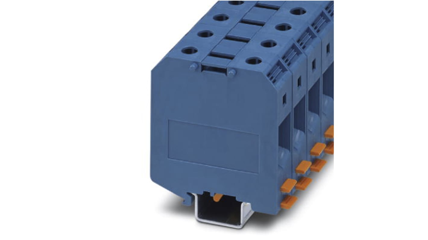 Bloc de jonction rail DIN Phoenix Contact UKH50-IB BU, 16 → 50mm², A visser, Bleu