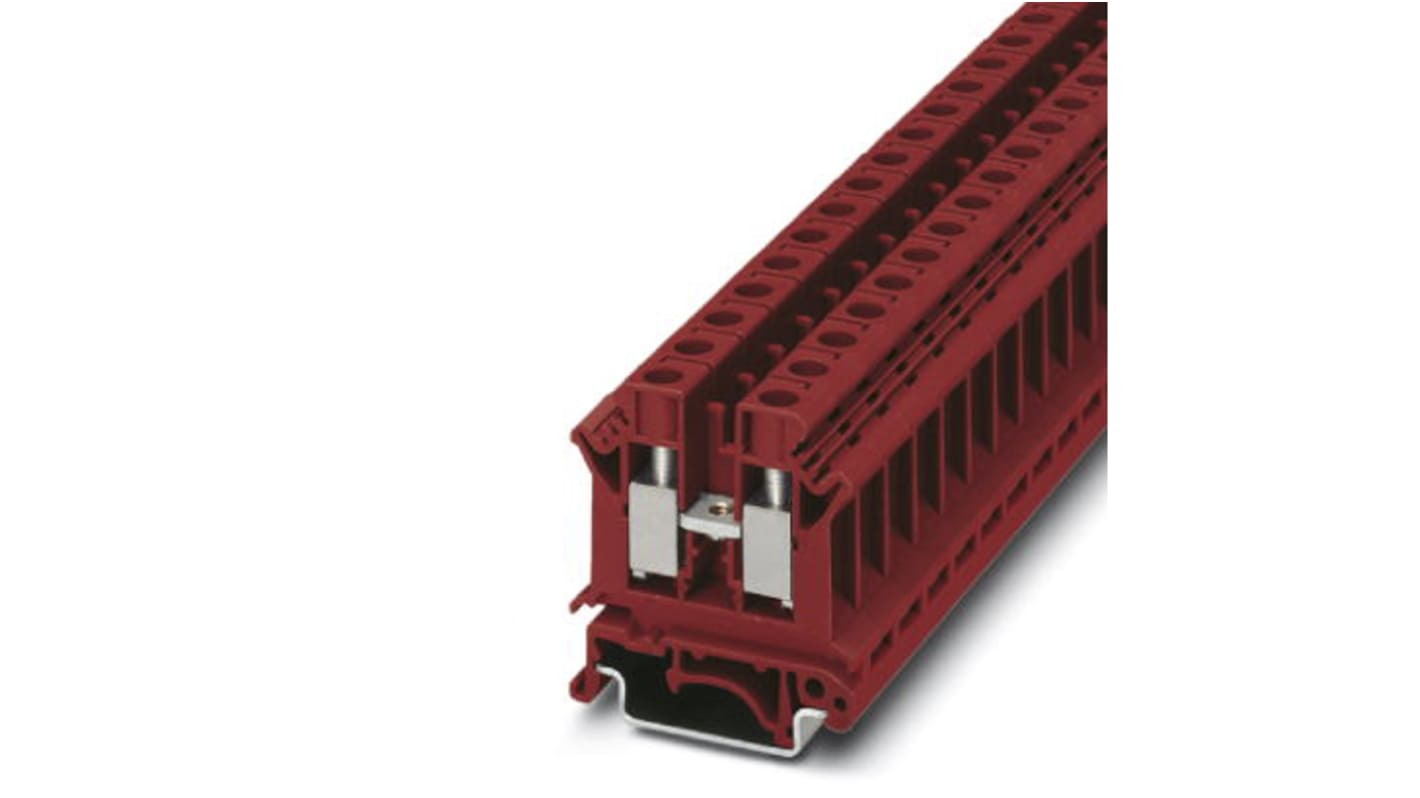 Phoenix Contact UK 10 N RD Series Red Din Rail Terminal, Single-Level, Screw Termination