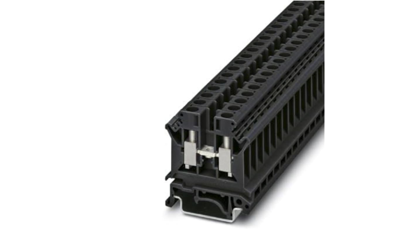 Phoenix Contact UK 10 N BK Series Black Din Rail Terminal, Single-Level, Screw Termination