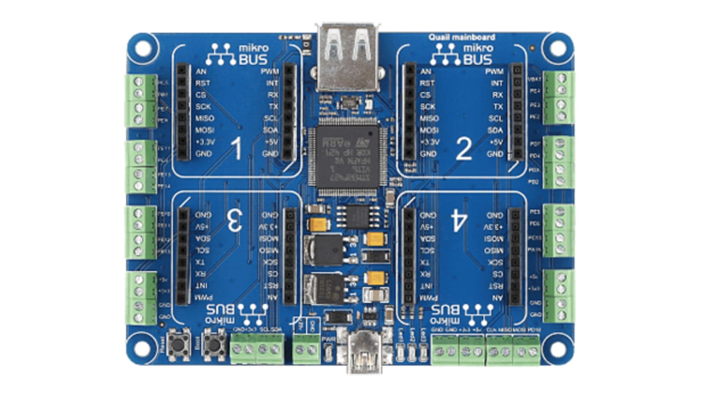 Placa de desarrollo Quail Board de MikroElektronika, con núcleo ARM Cortex M4