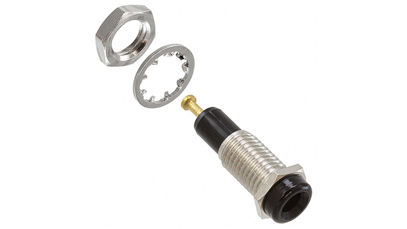 Cinch Connectors Black Female Test Socket, 2mm Connector, Solder Termination, 10A, Gold Plating