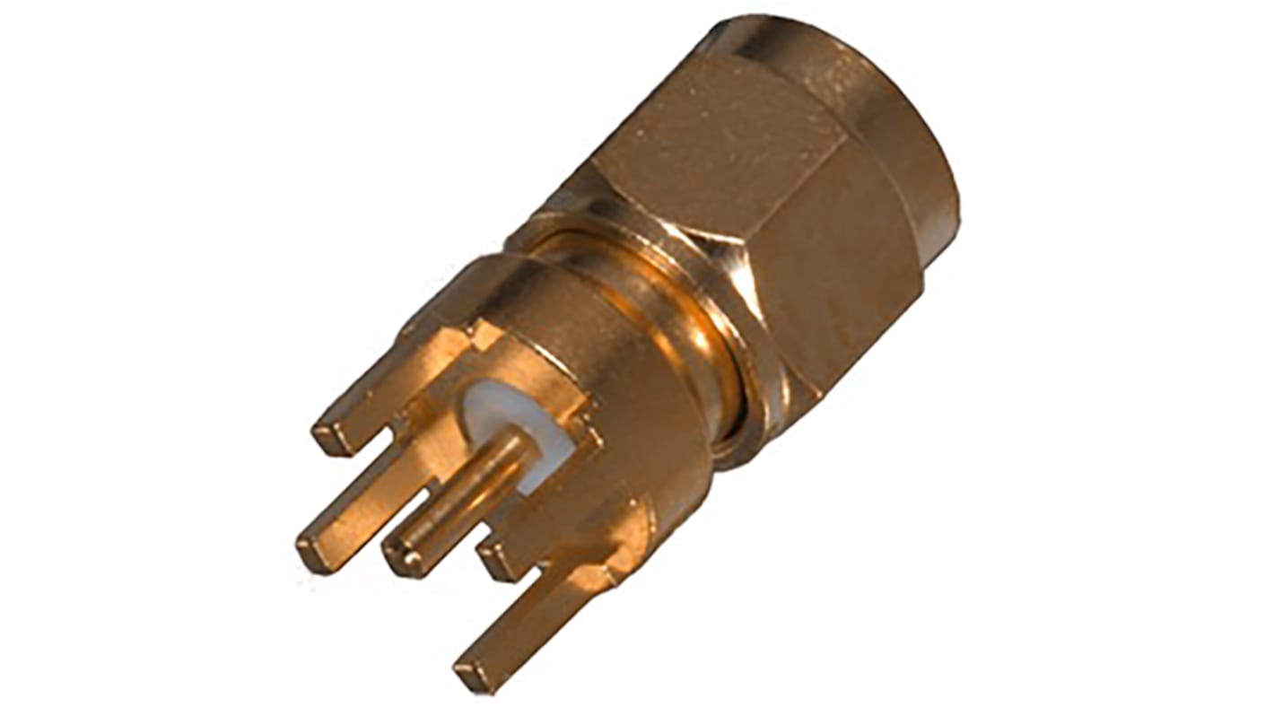 Cinch SMA Series, Plug PCB Mount SMA Connector, 50Ω, Solder Termination, Straight Body