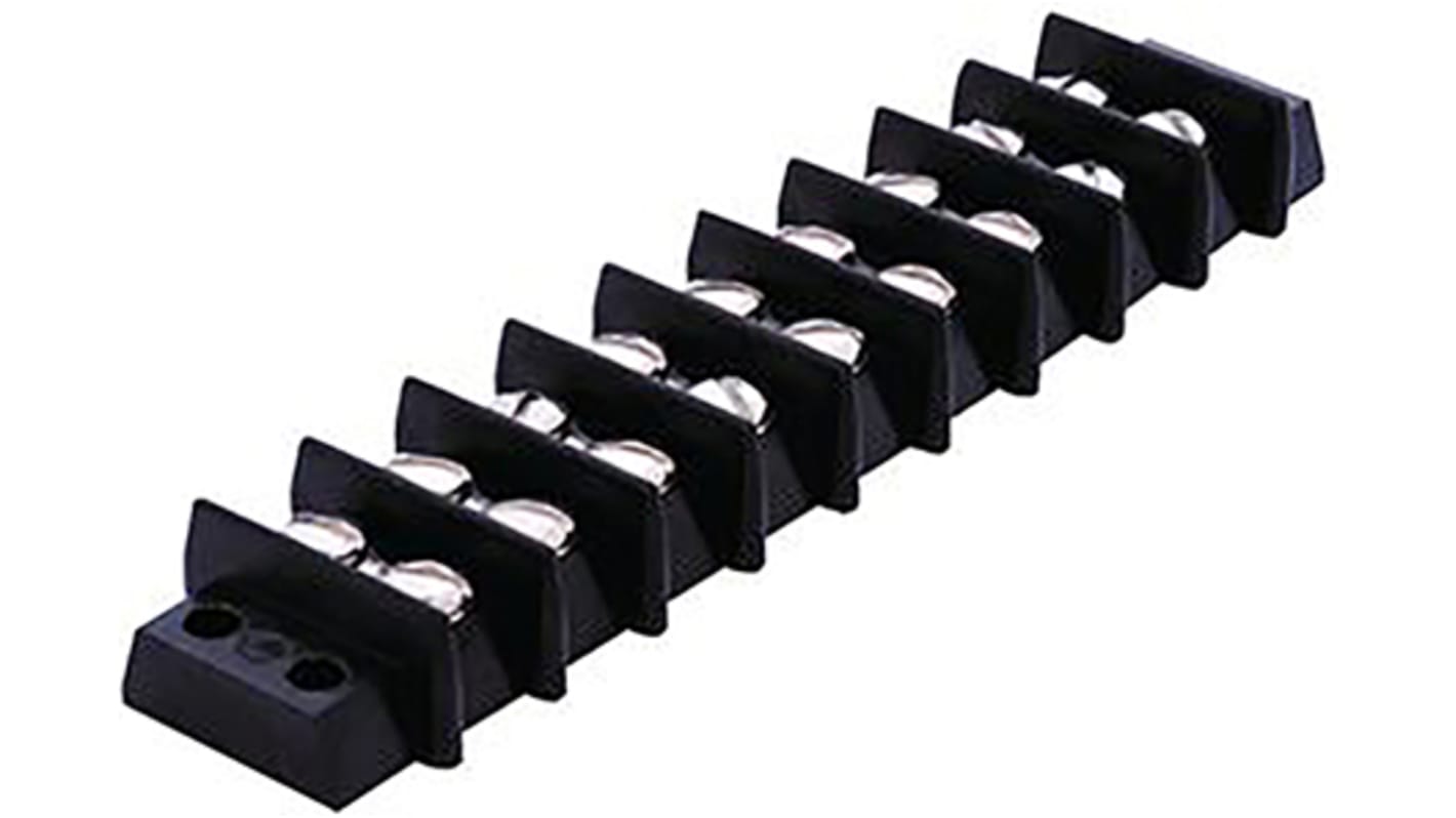 Cinch Connectors Barrier Strip, 10 Contact, 11.13mm Pitch, 2 Row, 20A, 250 V ac