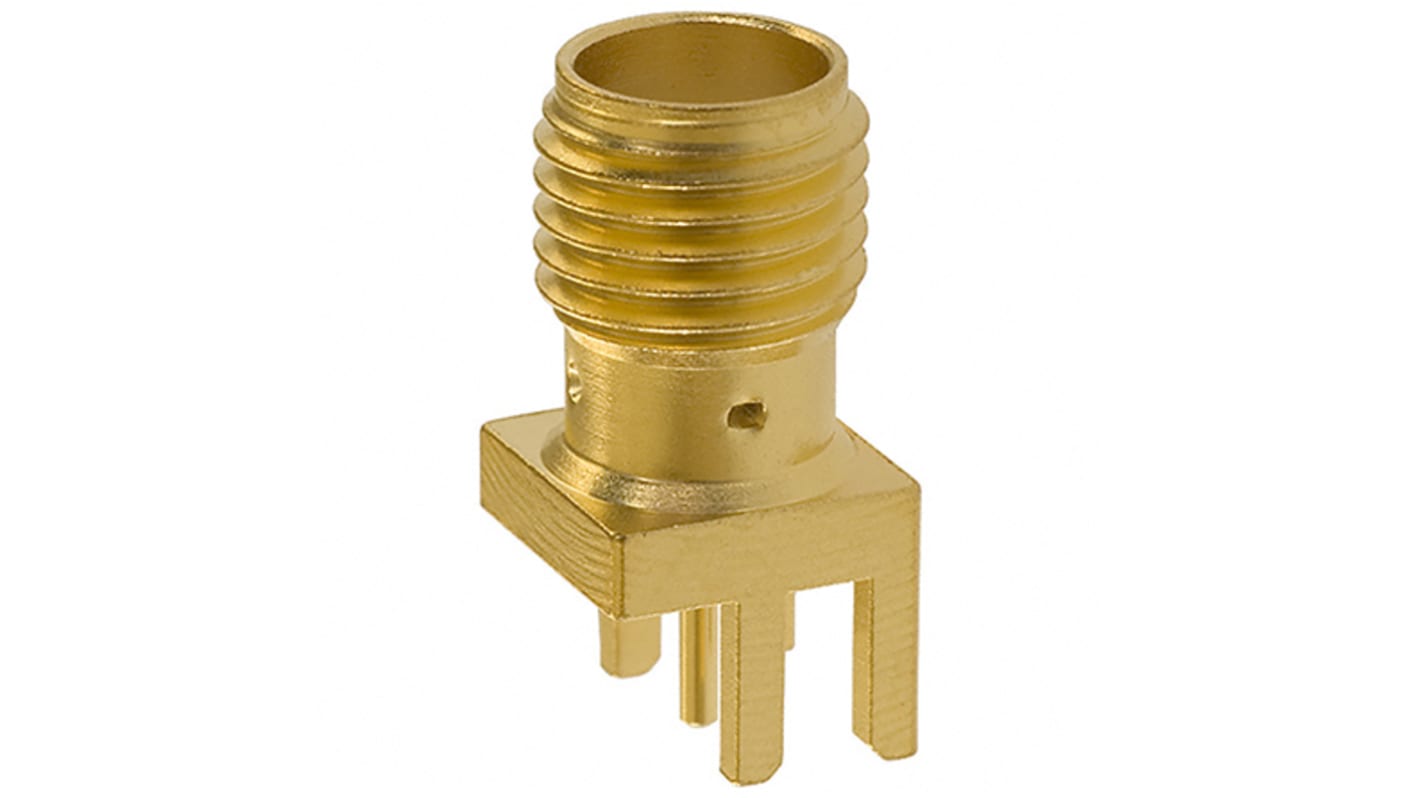 Cinch SMA Series, jack Edge Mount SMA Connector, 50Ω, Solder Termination, Straight Body