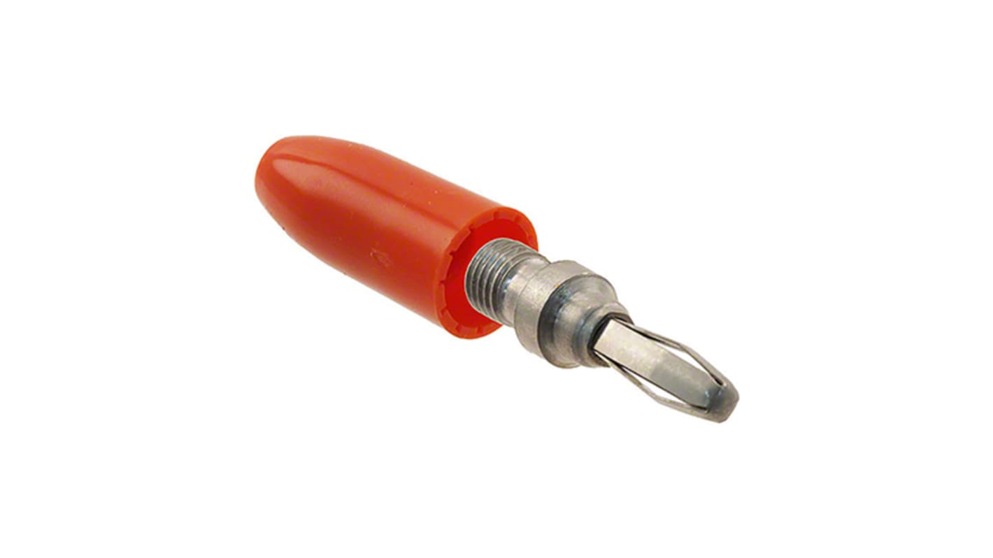 Cinch Connectors Orange Male Banana Plug, 4 mm Connector, Solder Termination, 15A, 1750V, Nickel Plating