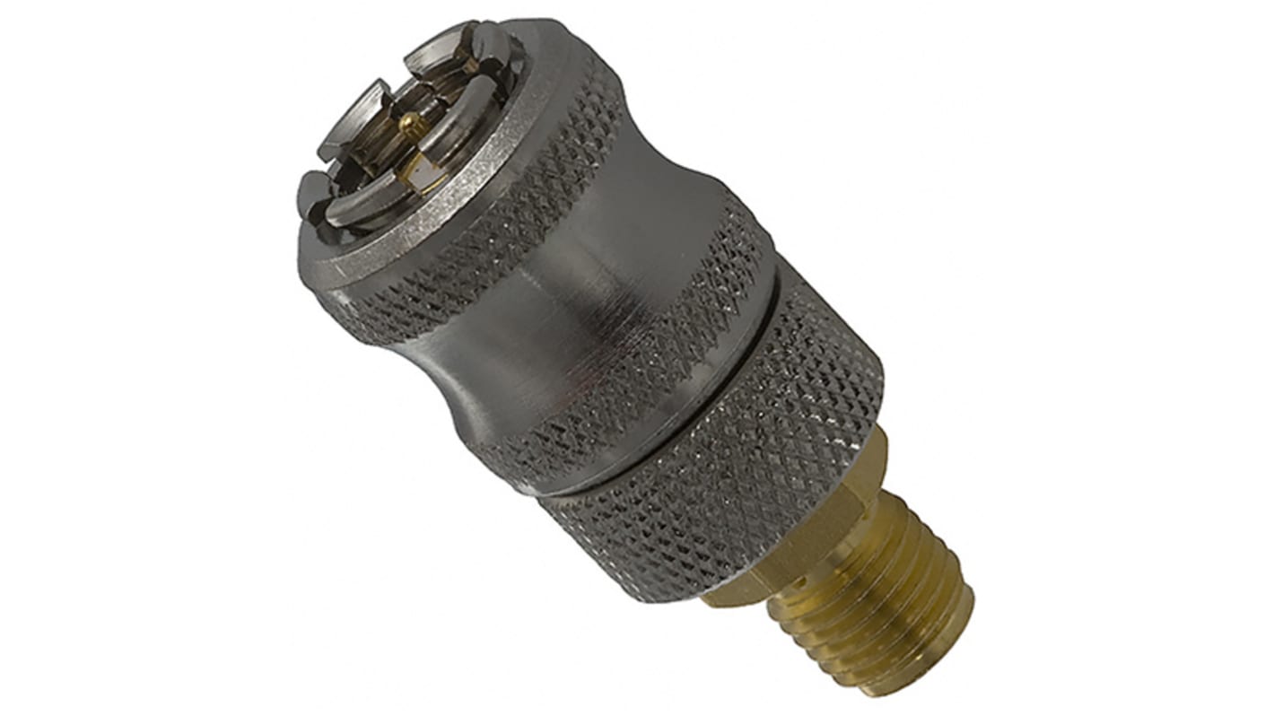 Conector coaxial Cinch 142-1901-821, Hembra, Macho, Recto, Impedancia 50Ω, 0 to 18GHz, Oro sobre níquel sobre cobre