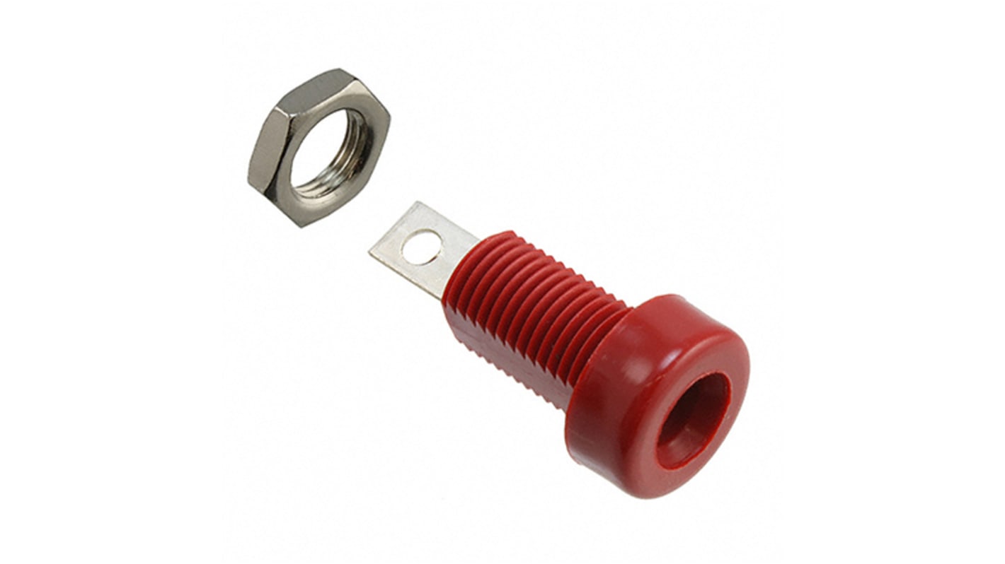 Cinch Connectors Red Female Banana Socket, 4 mm Connector, Solder Termination, 15A, 3500V, Tin Plating