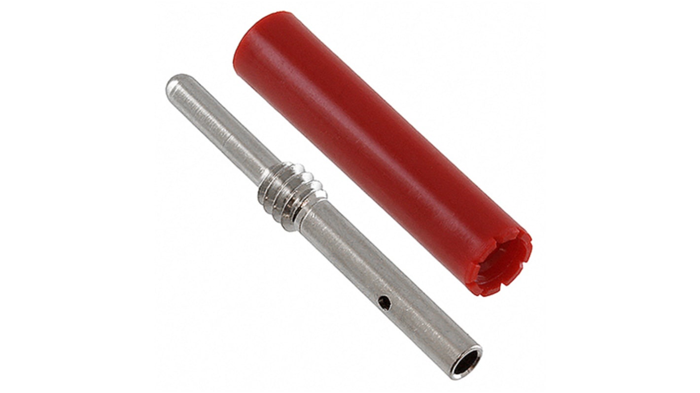 Cinch Connectors Red Female Test Plug, 2mm Connector, Solder Termination, 10A, Nickel Plating