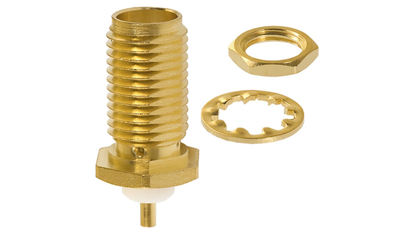 Cinch Connectors SMA Series, jack Panel Mount SMA Connector, 50Ω, Solder Termination, Straight Body