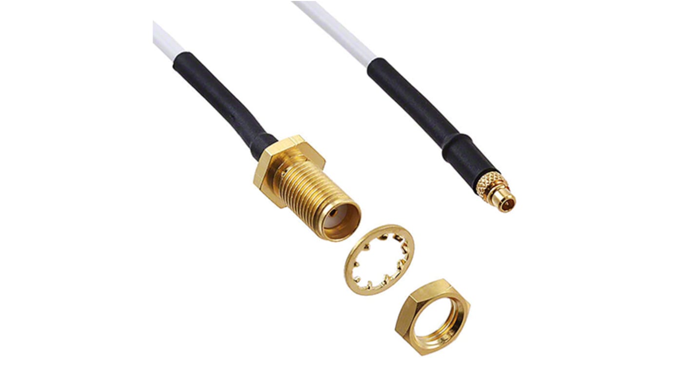 Cable coaxial RG178 Cinch, 50 Ω, con. A: MMCX, Macho, con. B: SMA, Hembra, long. 304.8mm