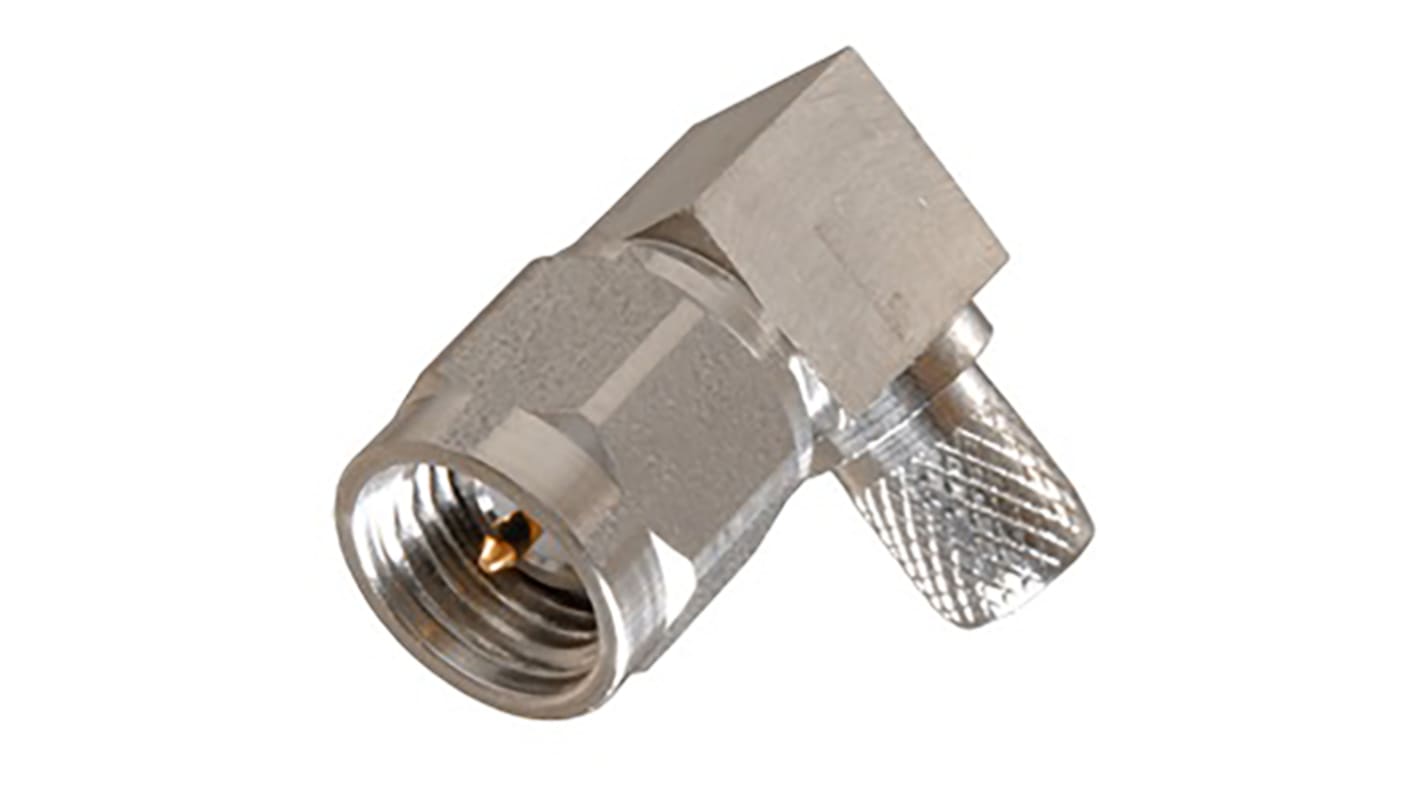 Cinch Connectors SMA Stecker Koaxialsteckverbinder SMA-Steckverbinder, Kabelmontage, Crimp-Anschluss, 50Ω, , gewinkelt