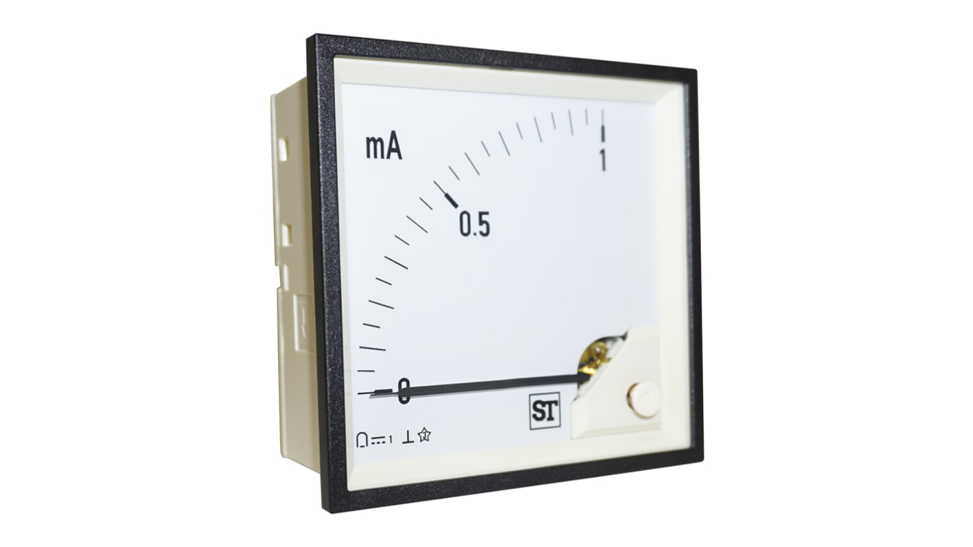 Ampèremètre analogique de panneau V c.c. Sifam Tinsley série Sigma, Echelle 5mA, 92mm x 92mm