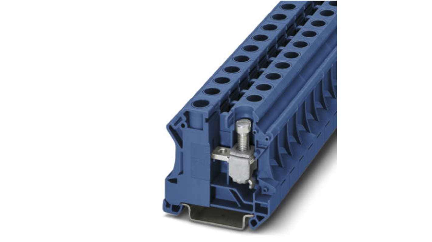 Phoenix Contact UTI 16 BU Series Blue DIN Rail Terminal Block, 6 → 25mm², Single-Level, Plug In Termination