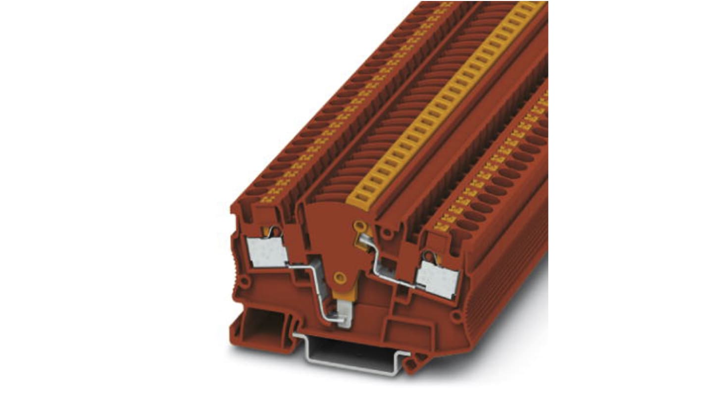 Phoenix Contact PTME 4 RD Series Red Disconnect Terminal Block, Single-Level, Push In Termination