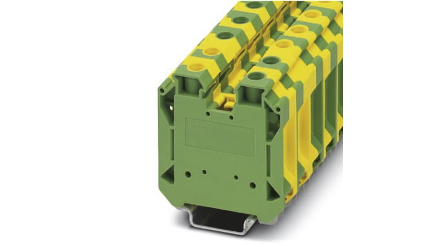 Phoenix Contact UT 35-PE/S Series Green, Yellow Din Rail Terminal, Single-Level, Screw Termination