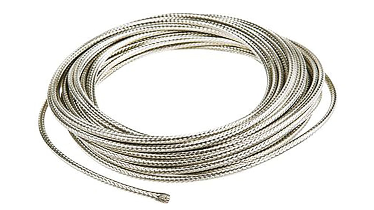 Gaine Tressée 10mm TE Connectivity, Argent en Alliage de cuivre étamé, 10m