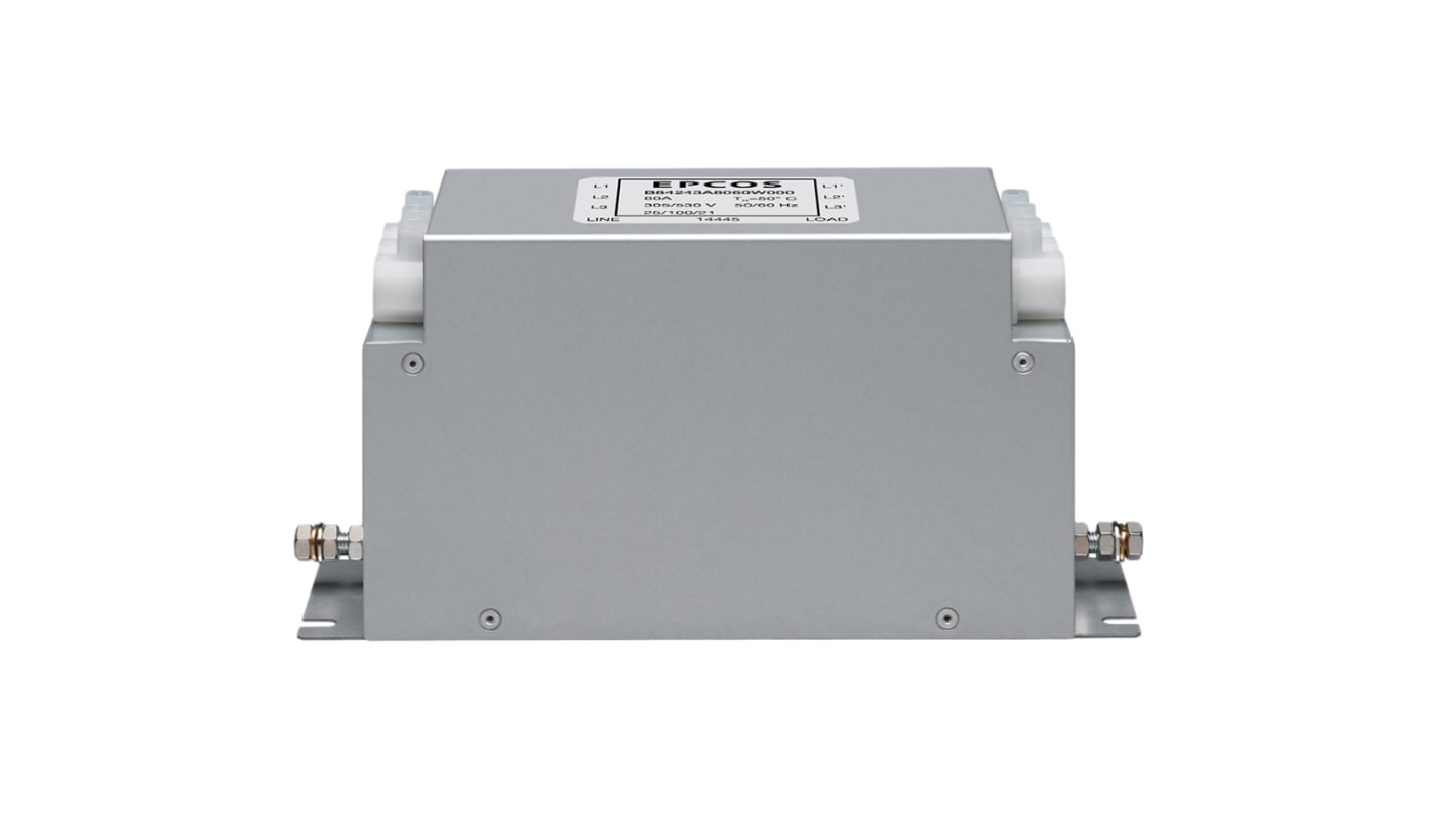 EPCOS B84243A EMV-Filter, 530 V ac, 8A, Gehäusemontage, Anschlussblock, 3-phasig 4,8 mA / 50Hz Single Stage Zustände