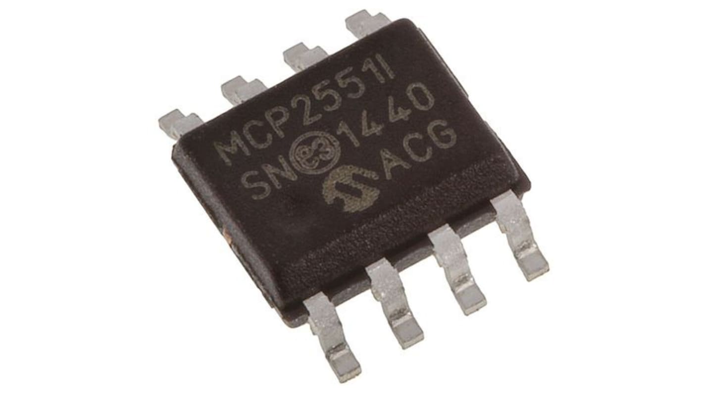 MCP2551-I/SN, CAN transceiver, 1Mbit/s ISO 11898, Dvale, standby, 8 ben, SOIC