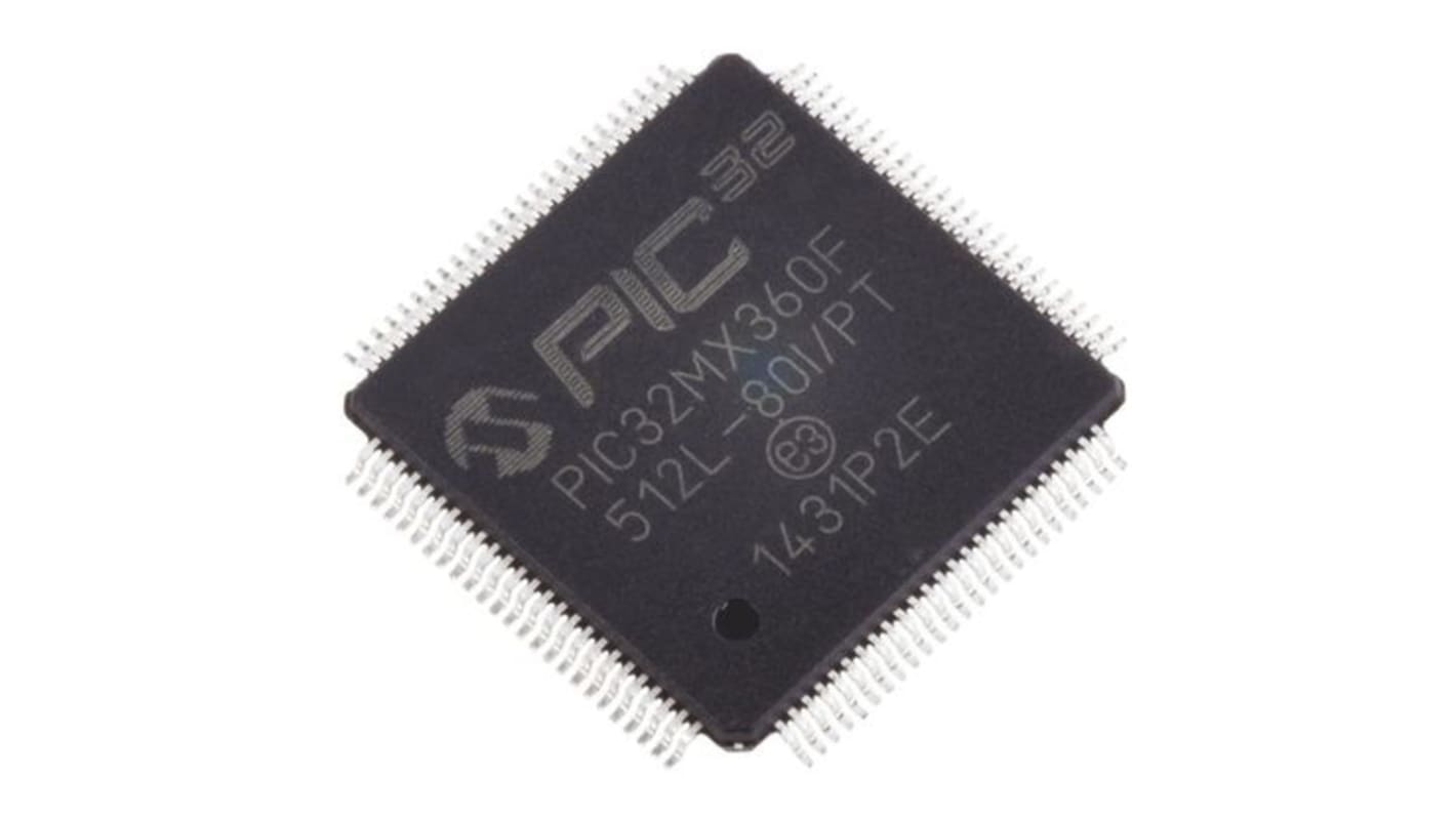 Microchip マイコン, 100-Pin TQFP PIC32MX360F512L-80I/PT