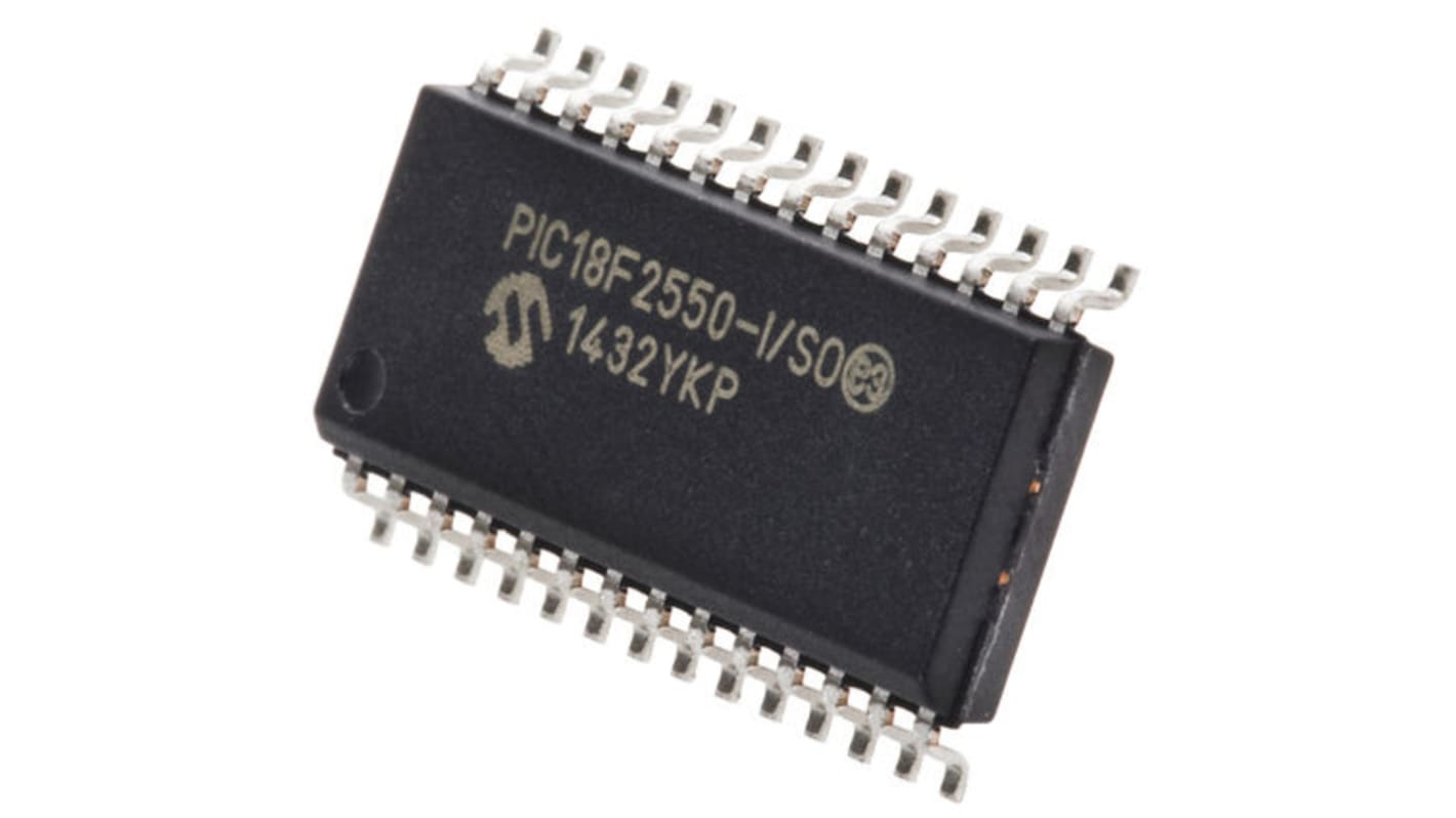 Microcontrollore Microchip, PIC, SOIC, PIC18F, 28 Pin, Montaggio superficiale, 8bit, 48MHz