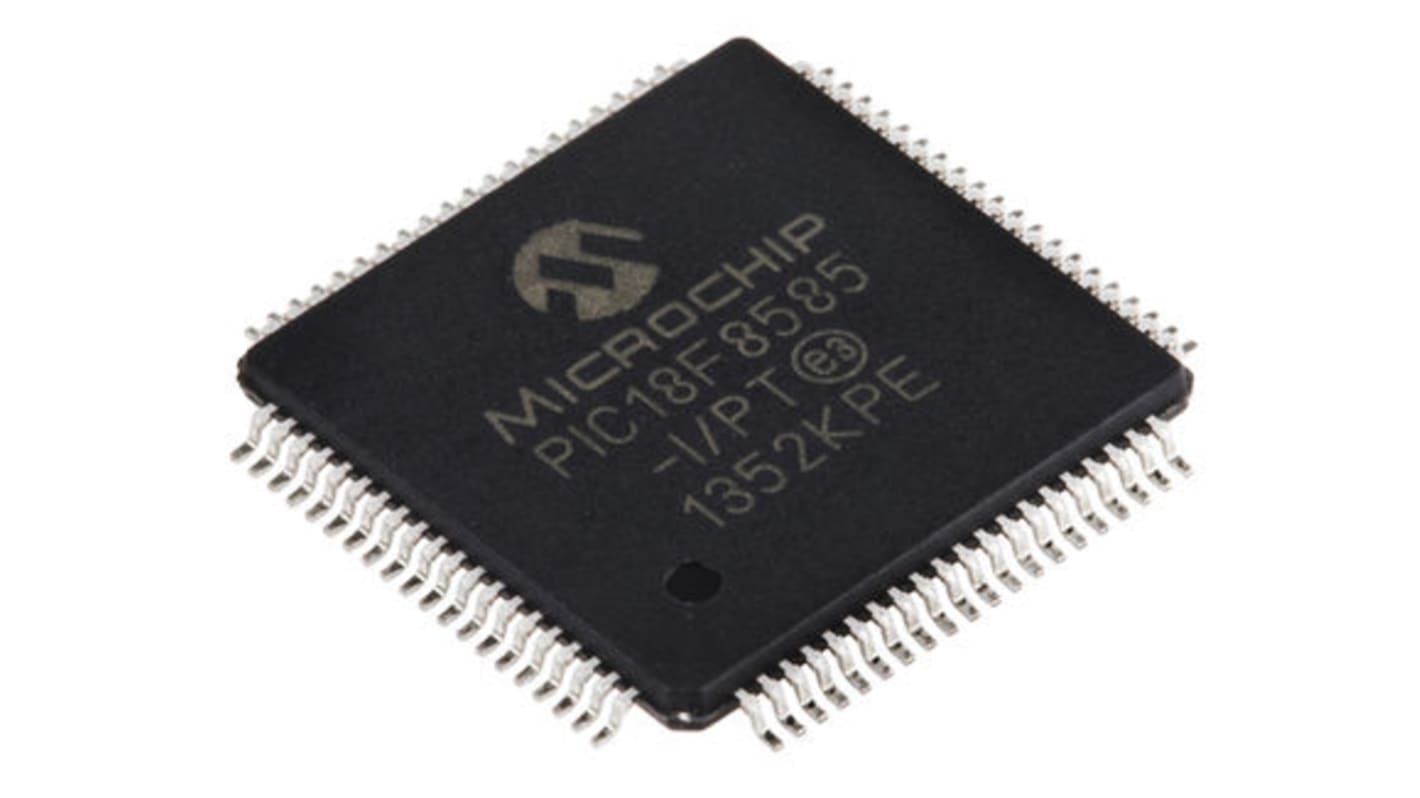 Microchip PIC18F8585-I/PT, 8bit PIC Microcontroller, PIC18F, 40MHz, 1.024 kB, 48 kB Flash, 80-Pin TQFP