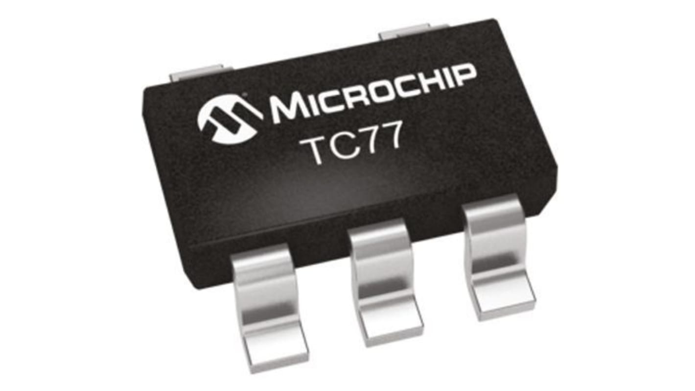 Sensor de temperatura TC77-3.3MCTTR, 13 bits, encapsulado SOT-23 5 pines, interfaz Serie-microcable, serie-SPI