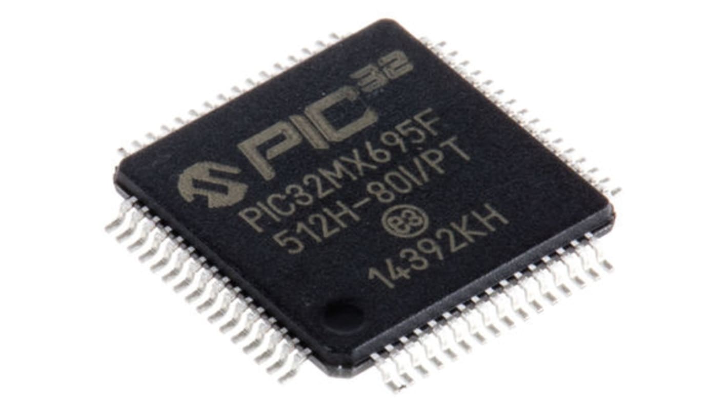 Microcontrollore Microchip, PIC, TQFP, PIC32MX, 64 Pin, Montaggio superficiale, 32bit, 80MHz