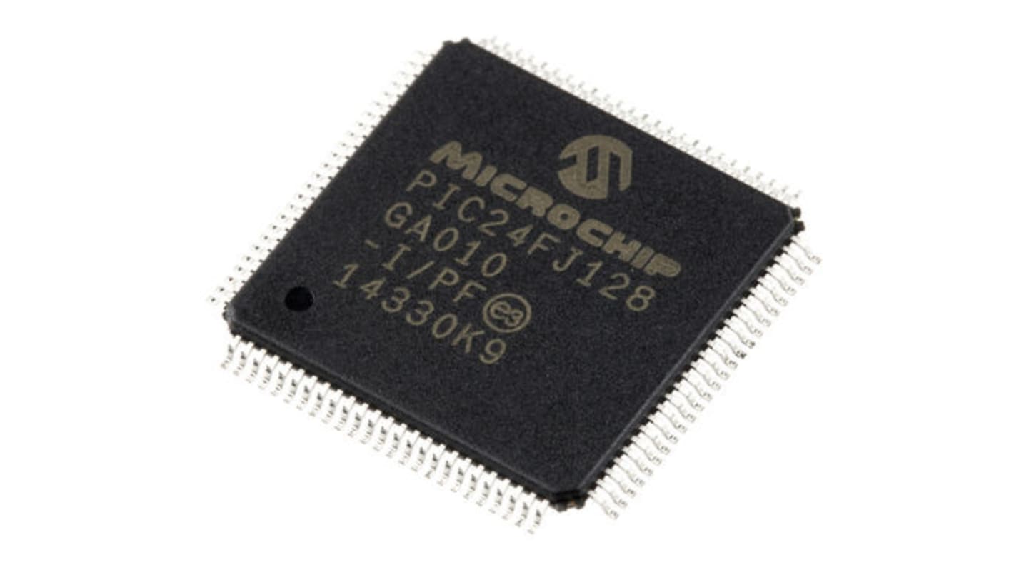 Microchip PIC24FJ128GA010-I/PF, 16bit PIC Microcontroller, PIC24FJ, 32MHz, 128 kB Flash, 100-Pin TQFP