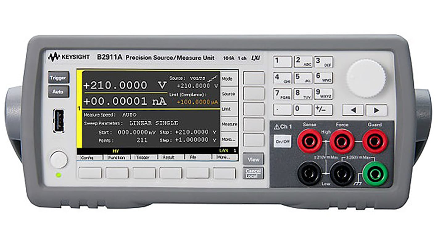 Keysight B2900A Sourcemeter 31,8 W, 100 nV → 210 V / 10.5 (Pulsed Output) A, 3 (DC Output) A, 2 Ω → 200 MΩ