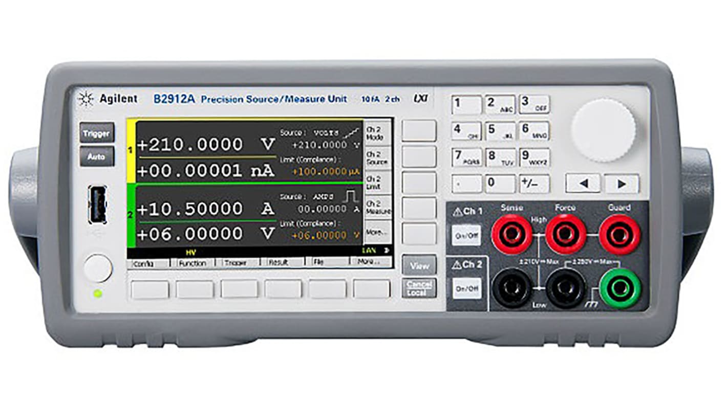 Medidor de fuente Keysight Technologies B2912A, 2 canales, 100 NV → 210 V., 10,5 (salida de pulsos) A, 3 (salida