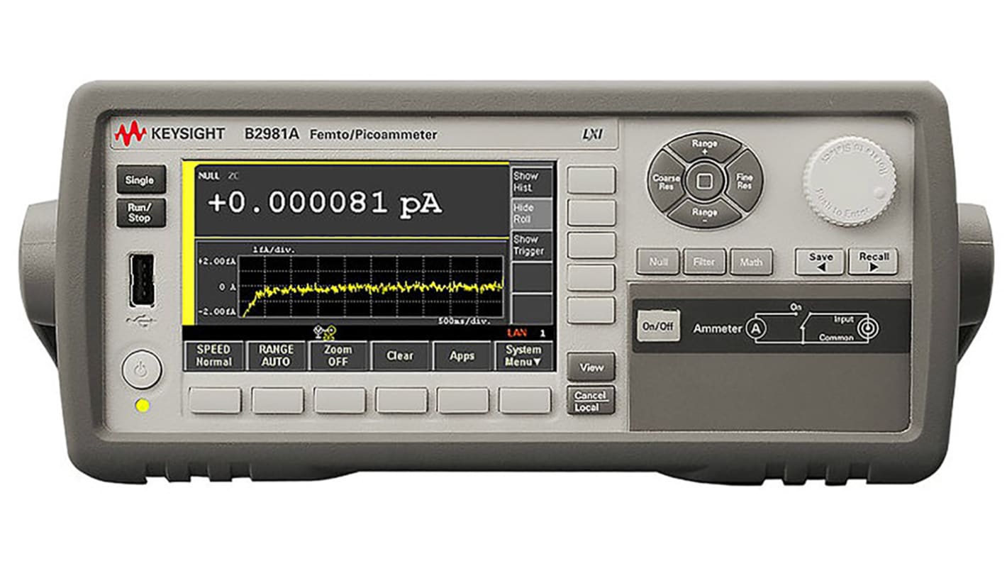 Keysight Technologies B2981A Bench Digital Picoammeter, 20mA ac Max, 20mA dc Max