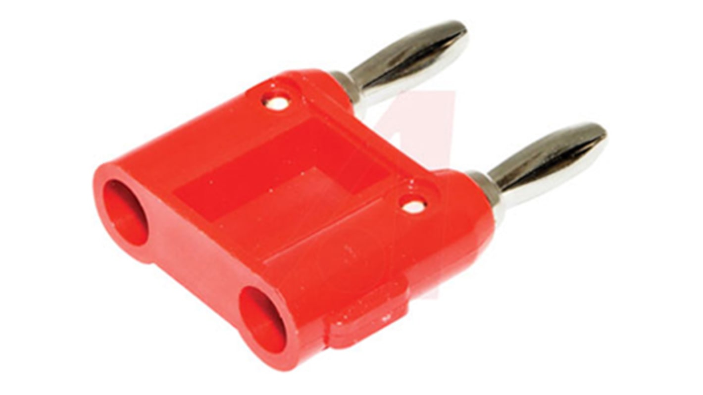 Mueller Electric Red Male Banana Plug, 4 mm Connector, Solder Termination, 15A, 5000V, Nickel Plating