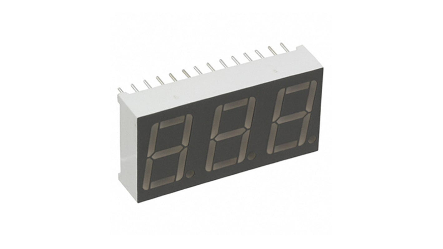 LDT-A514RI Lumex 3 Digit 7-Segment LED Display, CA Red 30 mcd RH DP 14 ...