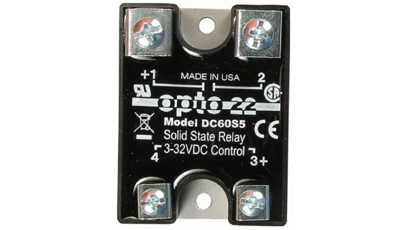 Opto 22 Solid State Relay, 5 A Load, Screw Fitting, 60 V dc Load, 32 V dc Control