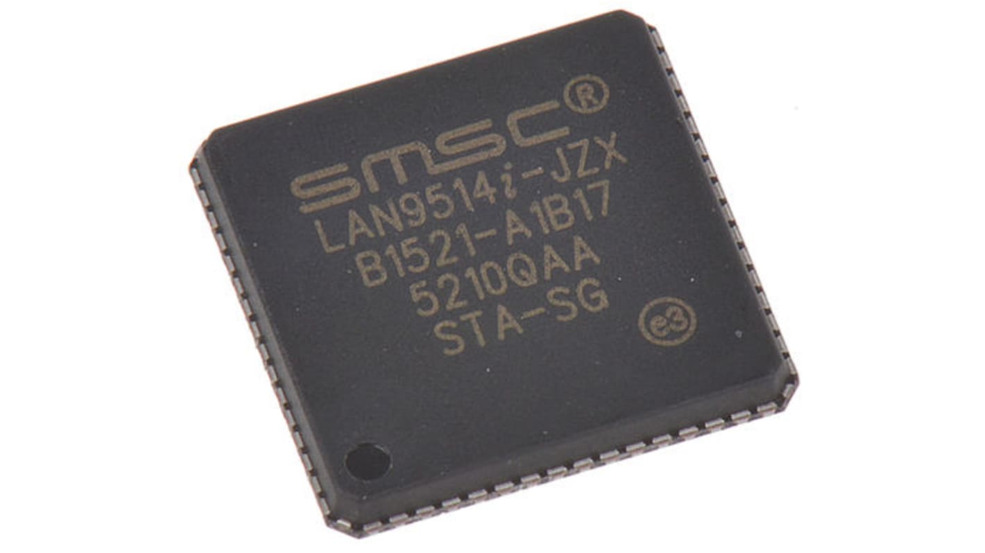 Microchip LAN9514I-JZX, Ethernet Controller, 1.5Mbps, 3.3 V, 64-Pin QFN