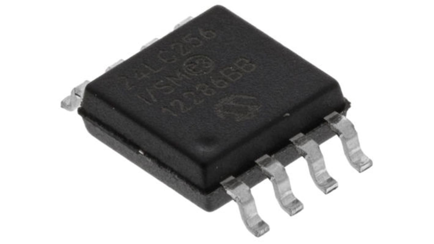 Memoria EEPROM serie 24LC256-I/SM Microchip, 256kbit, 32k x, 8bit, Serie I2C, 900ns, 8 pines SOIJ