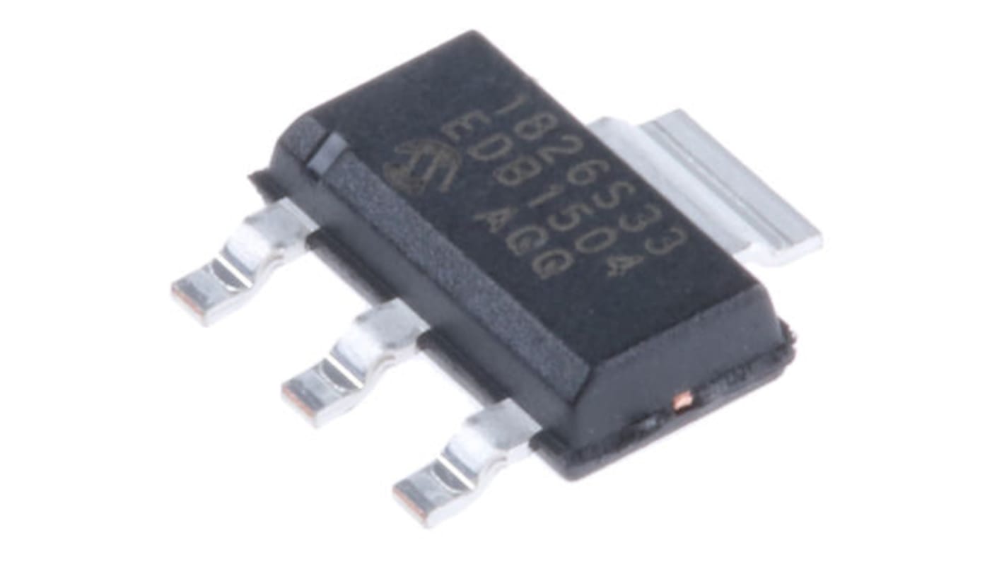 Microchip 電圧レギュレータ 低ドロップアウト電圧 3.3 V, 3+Tab-Pin, MCP1826S-3302E/DB