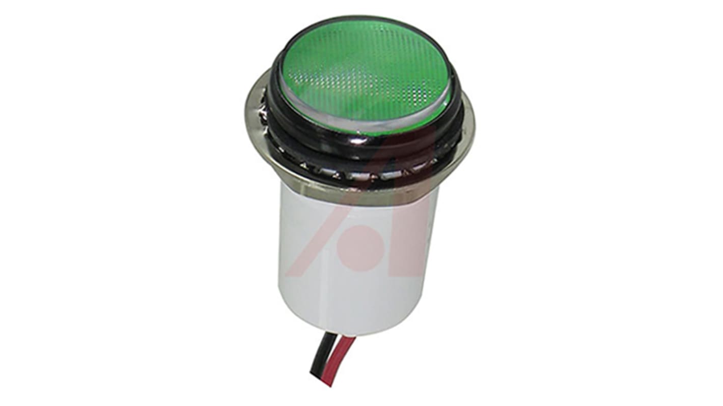 Dialight Green Indicator, 5V dc, 17.5mm Mounting Hole Size, Lead Wires Termination