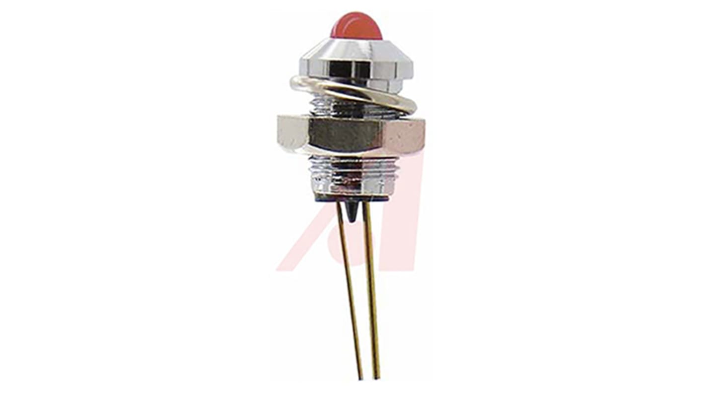 Dialight Red Panel LED, 2V dc, 6.4mm Mounting Hole Size, Lead Wires Termination