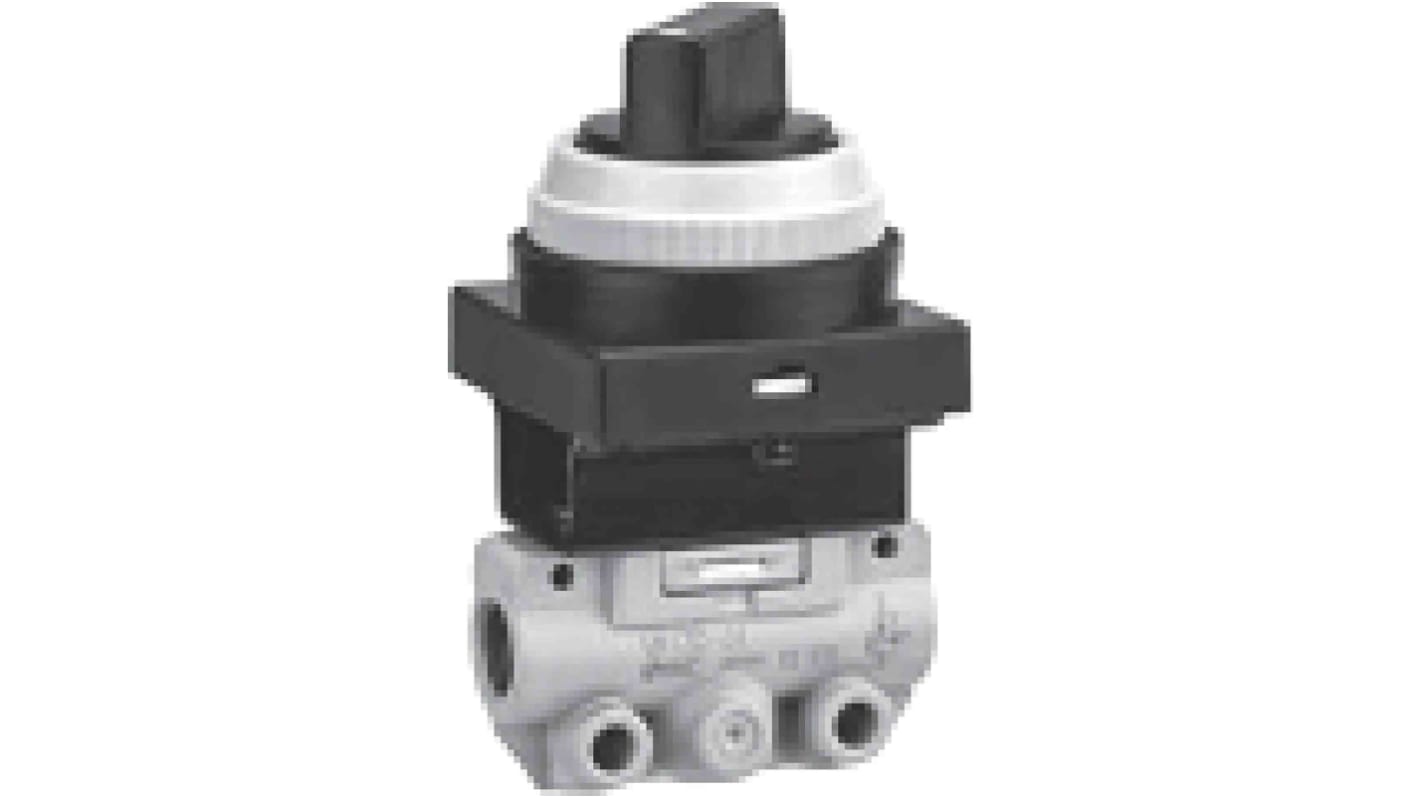 SMC Push Button (Flush) Pneumatic Relay Pneumatic Manual Control Valve VM100 Series, G 1/8, 1/8in, III B