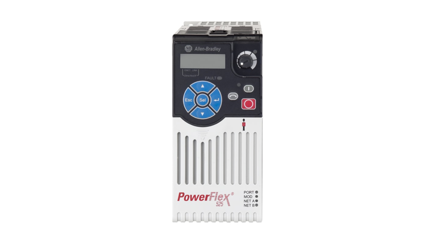 Variador de frecuencia Allen Bradley serie PowerFlex 525, 0,75 kW, 240 V ac, 1 fase, 4,8 A, 500Hz, IP20, IP30, Profibus