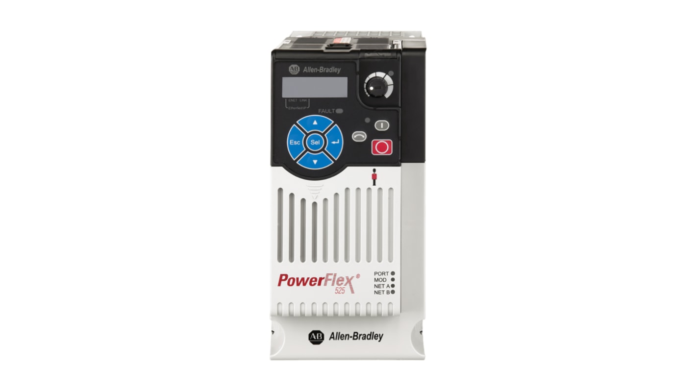 Variador de frecuencia Allen Bradley serie PowerFlex 525, 2,2 kW, 230 V ac, 1 fase, 11 A, 500Hz, IP20, IP30, Profibus