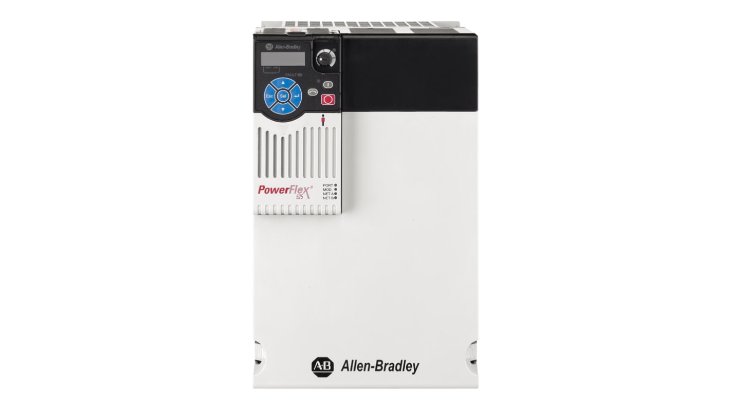 Allen Bradley Inverter Drive, 18.5 kW, 3 Phase, 400 V ac, 37 A, PowerFlex 525 Series