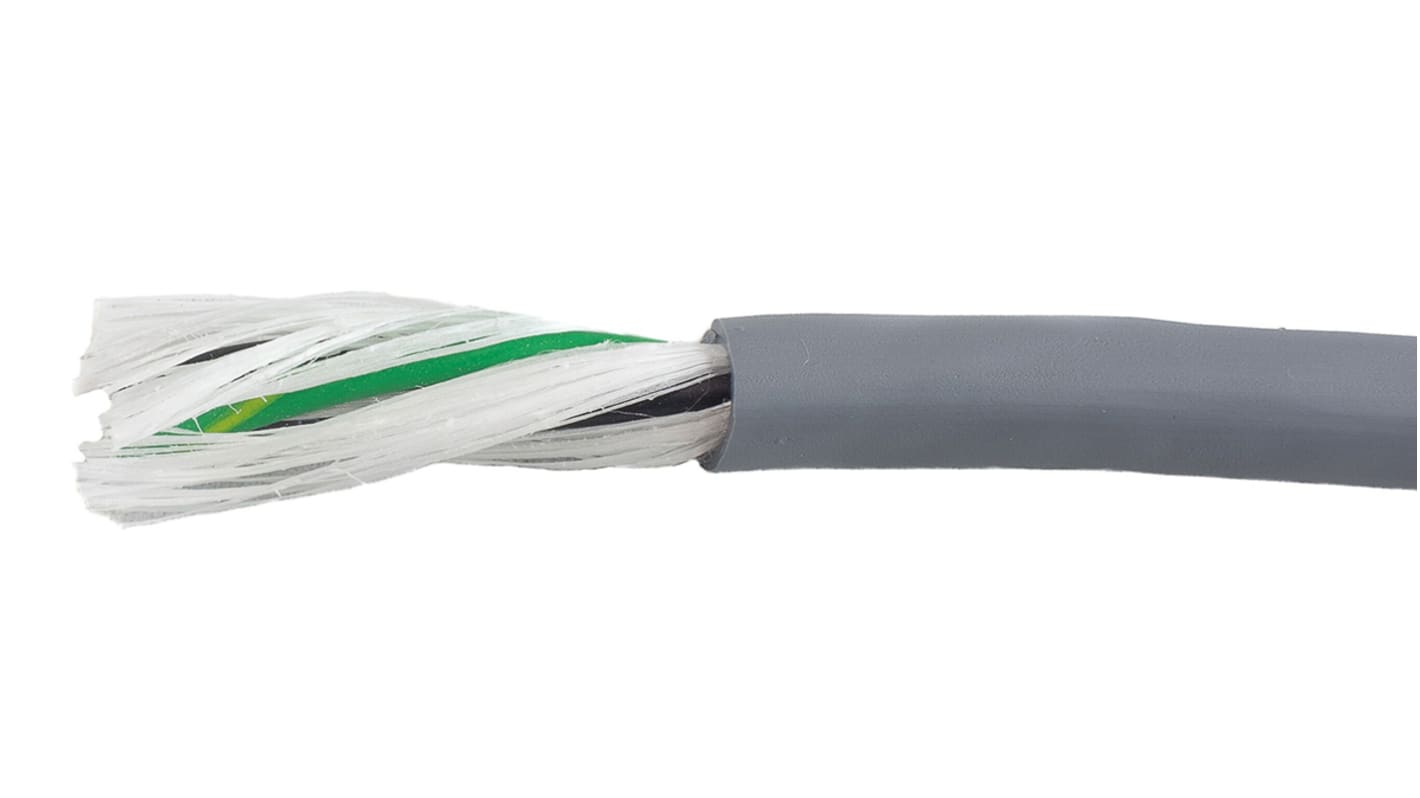 Alpha Wire Ecogen Ecoflex PUR Control Cable, 3 Cores, 5.27 mm², ECO, Unscreened, 30m, Grey PUR Sheath, 10 AWG