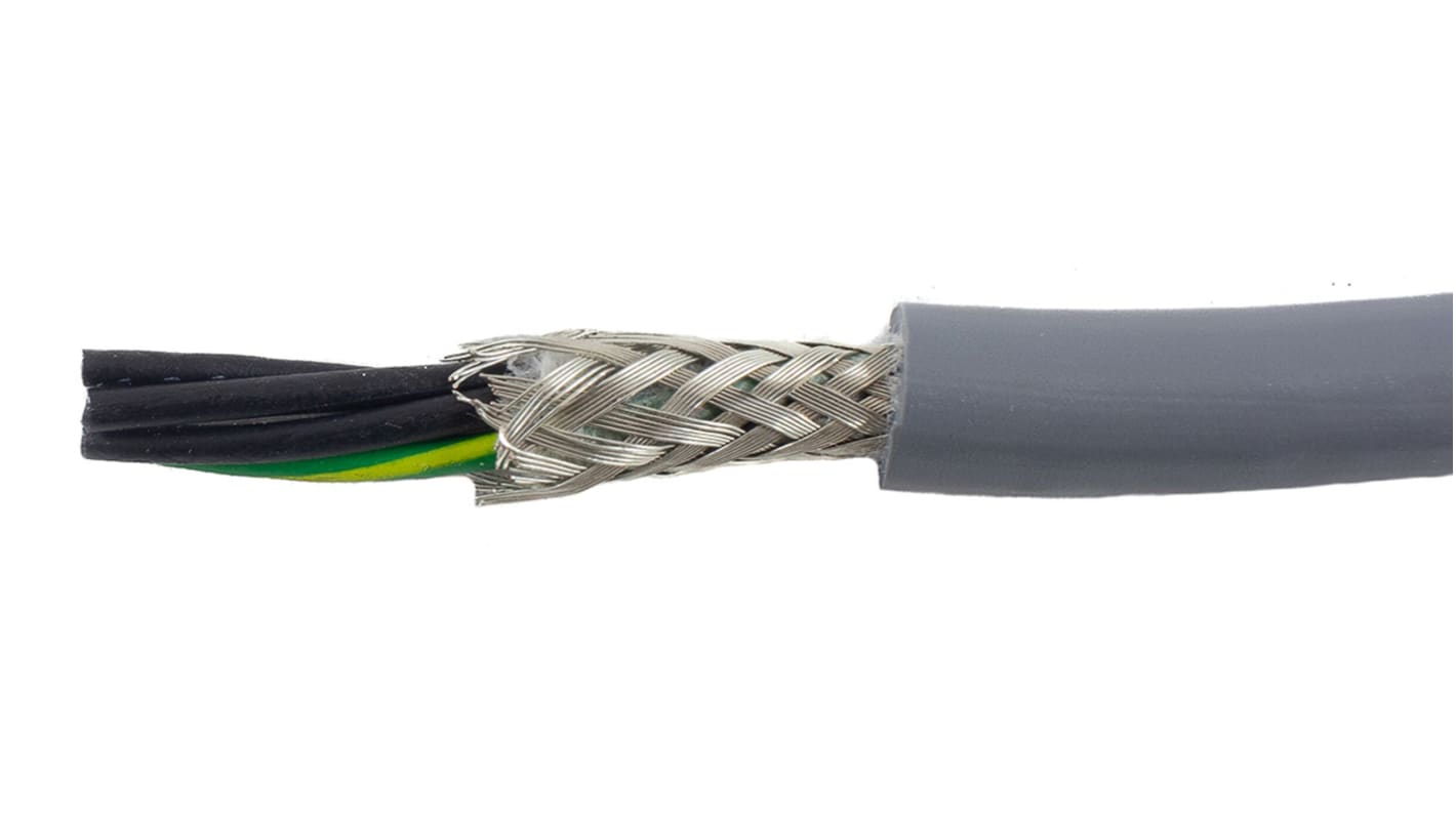 Alpha Wire EcoFlex PUR Control Cable, 5 Cores, 0.78 mm², ECO, Screened, 30m, Grey PUR Sheath, 18 AWG