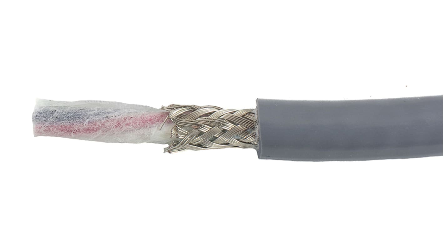 Alpha Wire EcoFlex PUR Control Cable, 4 Cores, 1.33 mm², ECO, Screened, 30m, Grey PUR Sheath, 16 AWG