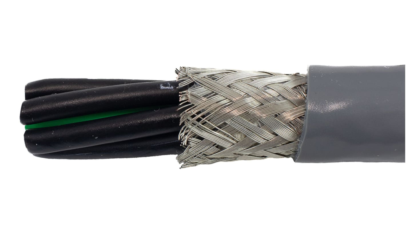 Alpha Wire EcoFlex PUR Control Cable, 7 Cores, 1.33 mm², ECO, Screened, 30m, Grey PUR Sheath, 16 AWG