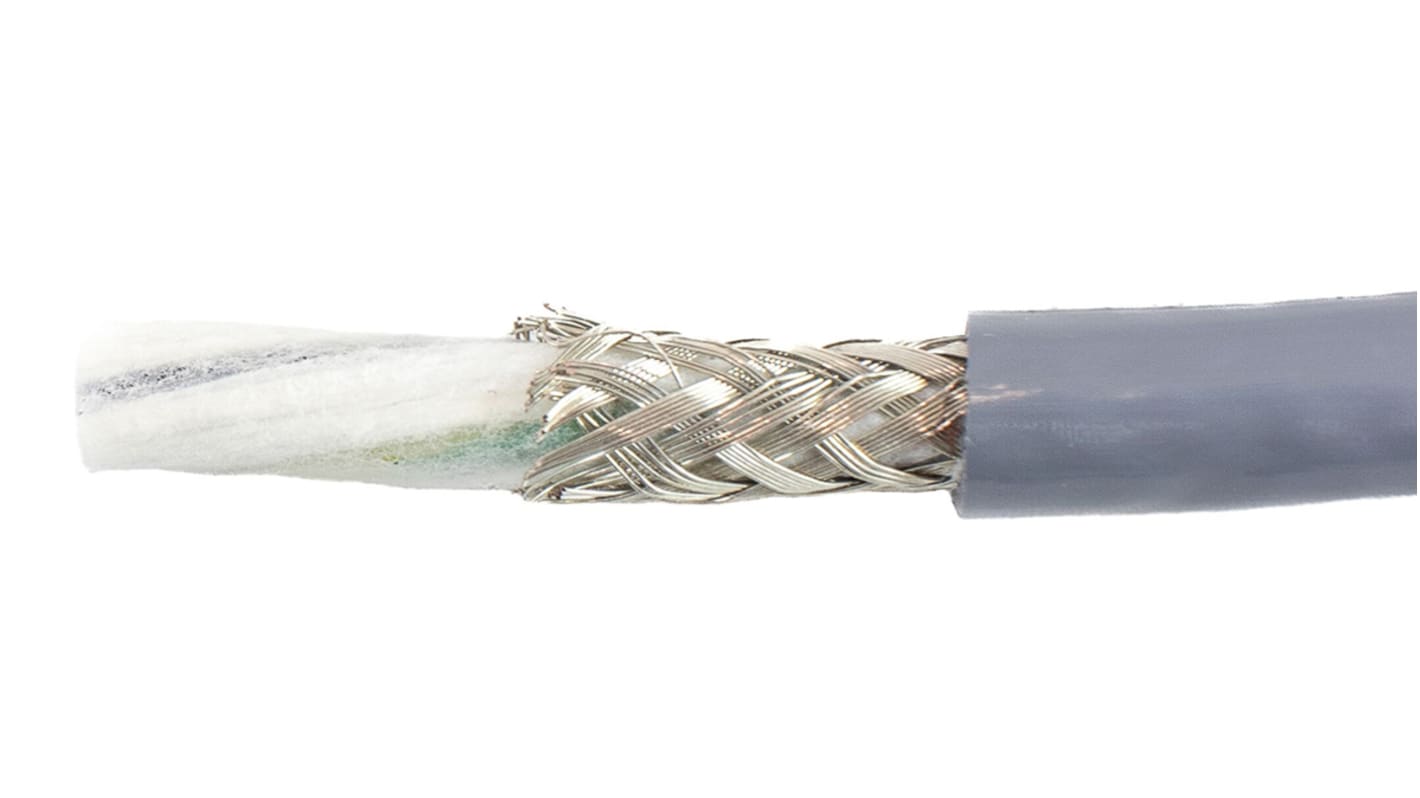 80158 SL005 Alpha Wire Ecogen Ecoflex PUR Control Cable, 3 Cores, 3.33 mm², Screened, 30m